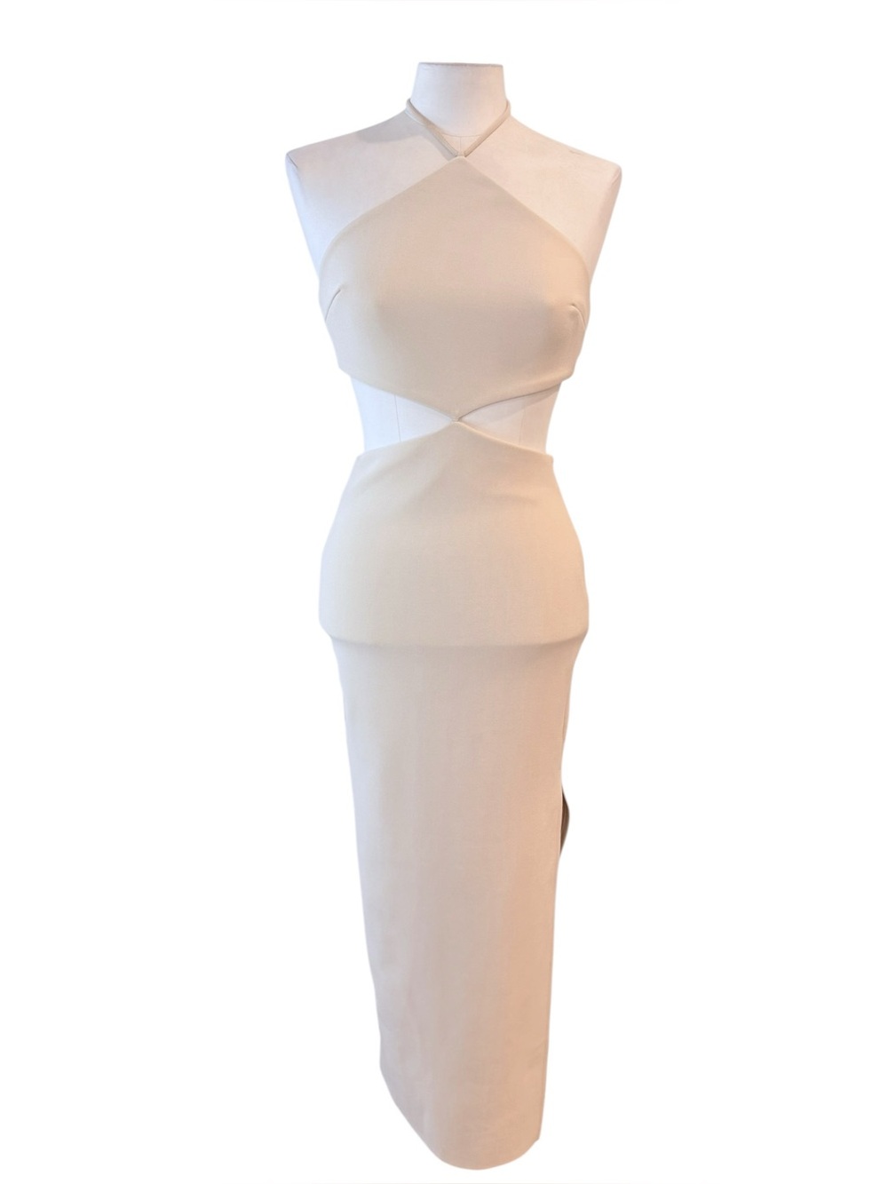 Bec & Bridge Iris Halter Cut Out Beige Cream Midi Dress size 2